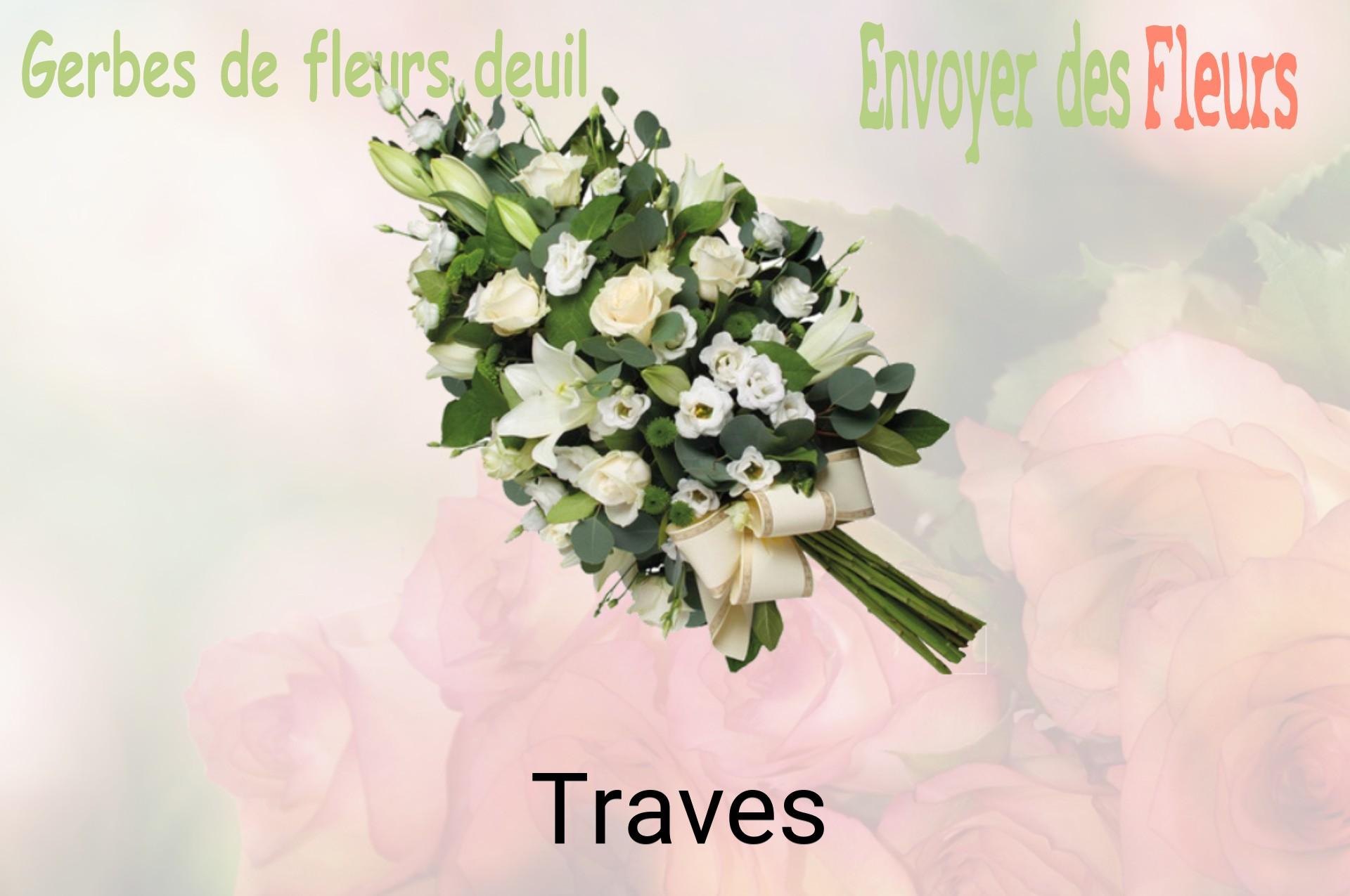 Gerbe de fleurs de deuil livrée à Traves